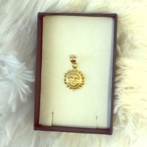 14k yellow gold sun pendant